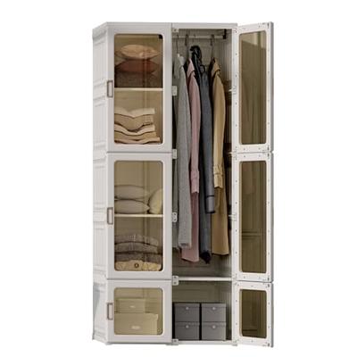 ANTBOX Portable Wardrobe Closet Storage Organizer for Clothes,Folding  All-in-one Plastic Wardrobe with Magnetic Door and Easy Assembly 11 Doors-8