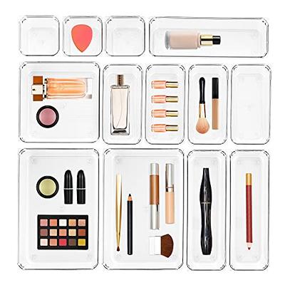 13/25PCs Desk Drawer Organizers Set Plastic Bathroom Storage Makeup  Organizer Clear Transparent Storage Box Bins Kitchen Gadget