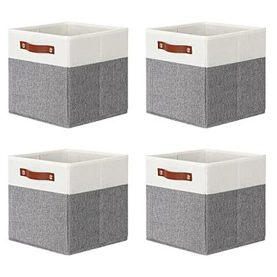 HNZIGE Fabric 11x11 Cube Storage Bins, Set of 4, Foldable Storage Cube Bin  Baskets for Shelves with Handles, Bins for Cube Organizer Home Toy Nursery