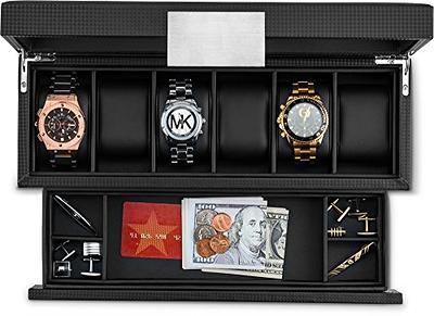 Glenor Co Mens Valet/Dresser Organizer - Luxury 12 Slot Jewelry Black