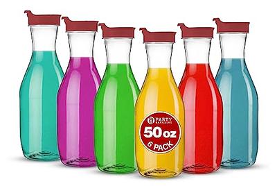  Party Bargains 50 oz. Plastic Carafe with Lids - Clear, 6  Count, White Flip Tab Lid Premium Quality & Heavy Duty Plastic Pitcher for  Iced Tea, Powdered Juice, Cold Brew, Mimosa