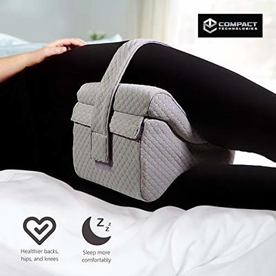 Knee Pillow w/Strap - New 3-Level Contour Memory Foam Leg Separator & Side Sleeper Design, Large to Small Support & Hip Alignment for Lower Back, Join