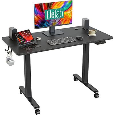 FEZIBO Height Adjustable Electric Standing Desk, 40 x 24 Inches Stand up  Table, Sit Stand Home Office Desk with Splice Board, Black Frame/Black Top