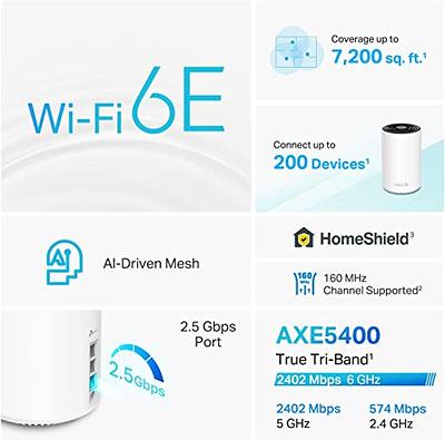 TP-Link Tri-Band Wi-Fi 6 Mesh Router System, 2- Mesh Routers, Coverage up  to 5,500 Sq. ft.