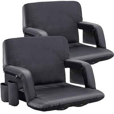 Home-Complete Stadium Seat Chair, 2 Pack- Bleacher Cushions with Padded Back Support, Armrests, 6 Reclining Positions and Portable Carry Straps