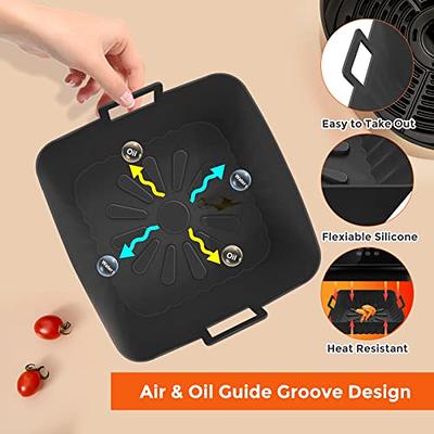 Square Air Fryer Silicone Liners, 9 Inch 7 to 10 QT Food Grade