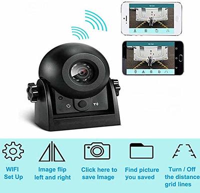 Wireless Backup Dash Cam, MHCABSR WiFi Reversing Camera Work with Phone  IP68 Waterproof IR Night Vision Wide Angle Magnetic Rear View Parking  Camera