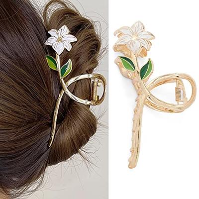 Flower Metal Hair Claw Clips Large Lily Gold Hair Claw Hair Barrettes  Strong Hold Hair Clamps Fashion Hair Accessories for Woman and Girls with Long  Thick Thin Curly Hair - Yahoo Shopping