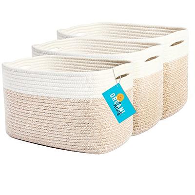  Storage Baskets for Shelves, Cotton Rope Woven Basket With  Handles for Organizing, 3-Pack 15x11x9.5 Decorative Towel Baskets for  Shelves Organizer, Kids Toy Bins, Closet, Baby Nursery, Brown : Baby