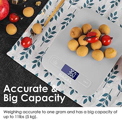 BAGAIL BASICS Digital Kitchen Scale, Premium Food Scales Weight Grams and Oz  for Baking and Cooking, 11lb/5kg with 0.1oz/1g Precision White - Yahoo  Shopping