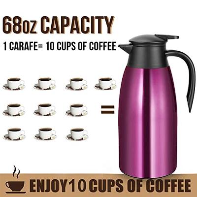 61 Oz Thermal Coffee Carafe,1.8L Stainless Steel Thermos Carafe,Double Wall Insulated  Coffee Server,Fully Sealed Coffee Thermos Dispenser Keep Hot 12  Hours,Vacuum Thermal Pot for Coffee Tea,Silver - Yahoo Shopping