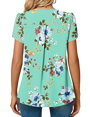 Anyally Womens Summer Dressy Chiffon Blouses V Neck Petal Short Sleeve Tunic  Tops for Leggings Casual T-Shirts, XL Mint Green - Yahoo Shopping