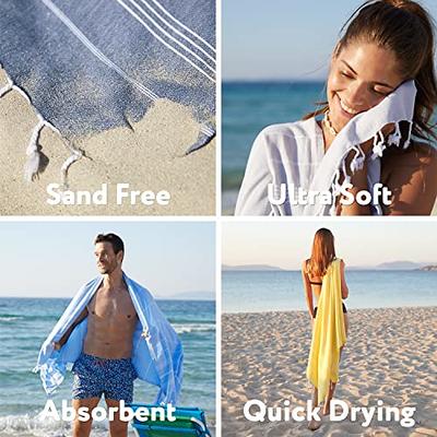 Belizzi Home Peshtemal Turkish Towel 100% Cotton Chevron Beach Towels Oversized 36x71 Set of 2, Beach Towels for Adults, Soft Durable Absorbent