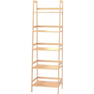 Tileon Bookshelf Ladder Shelf 4-Tier Tall Bookcase Natural Modern Open Book Case for Bedroom Living Room Office, Light Brown Wood