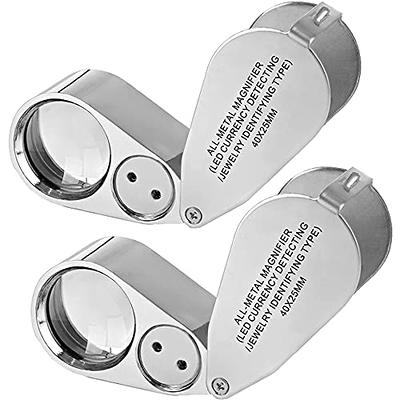 2 Pack 40X Metal Illuminated Jewelry Loop Magnifier, Magnifying Glass with LED  Light Pocket Folding Jewelers Loupe for Currency Detecting Jewlers  Identifying Type Lupe - Yahoo Shopping