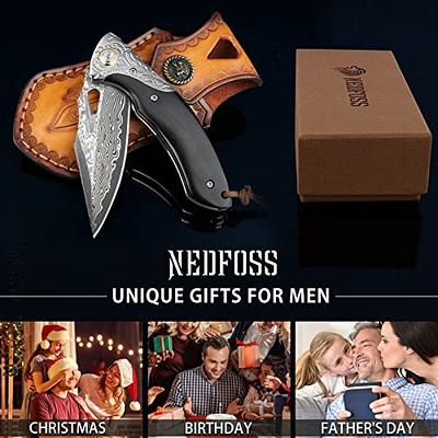 Crafted Custom Damascus Steel Pocket Knife Gift Set with Gift Box