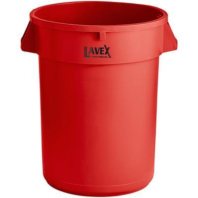 Lavex 20 Gallon Green Round Commercial Trash Can with Lid and Dolly