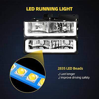 DWVO LED Headlights Assembly Compatible with 1990 1991 1992 1993 1994 1995 1996  1997 1998 1999 Chevy C/K 1500 2500 3500 / Suburban/Tahoe/GMC Yukon Headlamp  w/Daytime Running Light - Yahoo Shopping