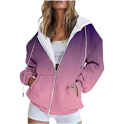 IEPOFG Women s Zip Up Hoodies Casual Fall Fashion Oversized