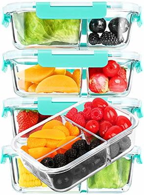 KOMUEE 9 Packs Glass Meal Prep Containers 1&2&3 Compartments, Food Storage  Containers with Airtight Lids, Lunch Bento Boxes, BPA Free, Gray