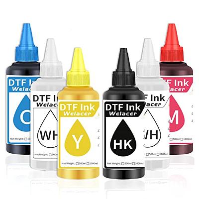  Enlite DTF Ink 250ML Combo Pack, Premium Pigment Ink for PET  Film Heat Transfer Printing, Refill for DTF Printer with Epson printhead  DX5 DX7 5113 XP600 I3200 4720 TX800, 2W+1B+1C+1M+1Y 