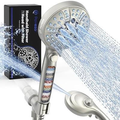 Handheld Shower Head with Filter, FEELSO High Pressure 3 Spray Mode  Showerhead with 60 Hose, Bracket and 15 Stage Water Softener Filters for  Hard