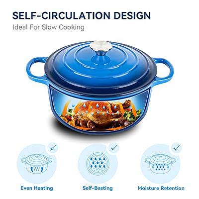 Miereirl 6 QT Enameled Dutch Oven Pot with Lid, Cast Iron Dutch Oven with  Dual Handles for Bread Baking, Cooking, Non-stick Enamel Coated Cookware  (Dark Blue) - Yahoo Shopping