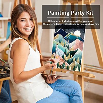  VOCHIC Canvas Painting Kit Pre Drawn Canvas for Painting for  Adults Painting Party Kits Paint and Sip Party Supplies 8x10 Canvas to  Paint 8 Acrylic Colors,3 Brush,1 Pallet Girl Paint Art