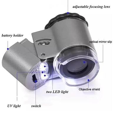 2 Pack Jewelers Loupe, 30X 60X 90X + 40X Illuminated Jewelry Loupe  Magnifier, Foldable Jewelers Magnifying Glass with UV Light and LED Light  for Gems, Jewelry, Diamond, Coins, Stamps - Yahoo Shopping