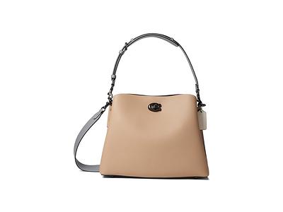 COACH Willow Taupe Leather Turnlock Black Hardware Color Blocked