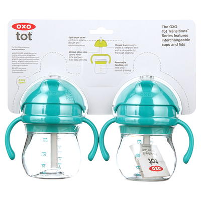 OXO Tot 6 Ounce Transitions Straw Cup with Removable Handles - Teal