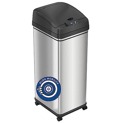 iTouchless Deodorizer Stainless Steel Automatic Touchless Trash Can, Silver/Black, 13 gallon