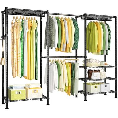  Xiofio 3 Tiers Heavy Duty Garment Rack, Metal Clothing Rack  Coat Rack, Clothing Storage Organizer, Clothes Rack with 2 Side  Hooks,Hanging Adjustable Garment Rack,29.1 L x 15.7 W x 76.3 H,Black 