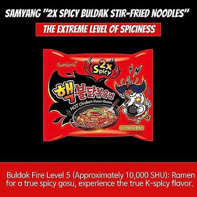 Samyang 2X Buldak (Korean) Hot Spicy Chicken Stir Fried Ramen 4.94 oz (Pack  of 5)