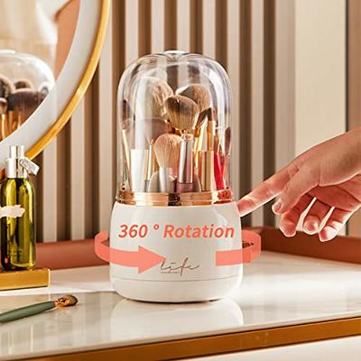 Makeup Brush Holder Organizer for Vanity - 360 Rotating Make Up