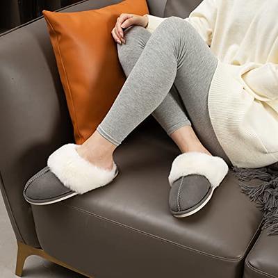 Womens Slippers Cozy Comfy Faux Fur Slip-on Women House Shoes Memory Foam  Suede Fluffy Comfort Plush Breathable Anti-Slip Indoor & Outdoor Winter  Warm Beige 5-6 : : Clothing, Shoes & Accessories