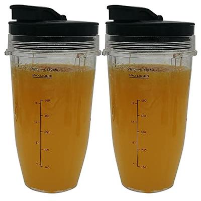 JOYSTAR 2pcs Replacement 24oz Nutri Ninja Cups with Lid for Blender,  Transparent, 24oz