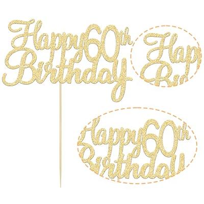 Gold Glitter Happy Birthday Cake Topper