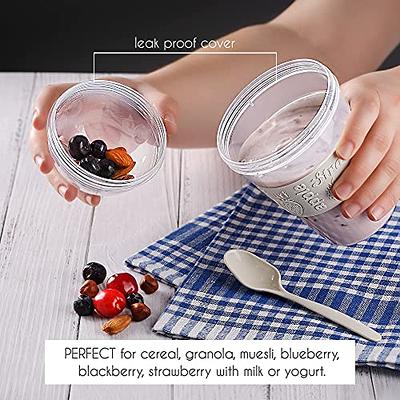 Crystalia Yogurt Parfait Cups with Lids, Reusable Yogurt Containers with  Lids and Spoons, Take and Go Yogurt Cup with Topping Cereal or Oatmeal