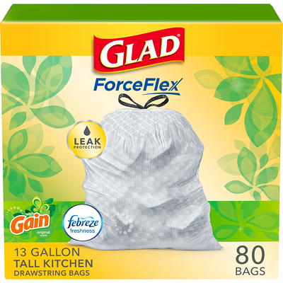 Glad Tall Kitchen 5 Day OdorShield Trash Bags With Febreze Freshness 13  Gallons Mediterranean Lavender Scent White Pack Of 80 - Office Depot