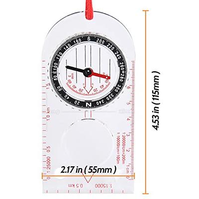 Portable Compass With Ruler Scale For Scout Hiking Camping Boating;  Orienteering Map; Professional Magnifying Compass