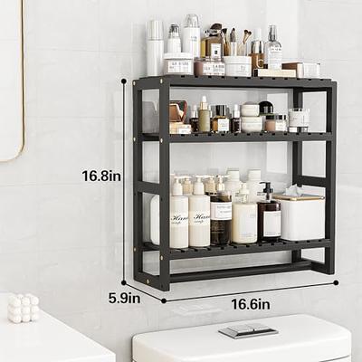 Galood Bathroom Storage Shelves Organizer Adjustable 3 Tiers, Over The  Toilet Storage Floating Shelves for Wall Mounted with Hanging Rod (White)