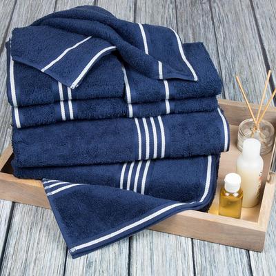 Hastings Home 2-Piece Navy/White Cotton Quick Dry Bath Towel Set