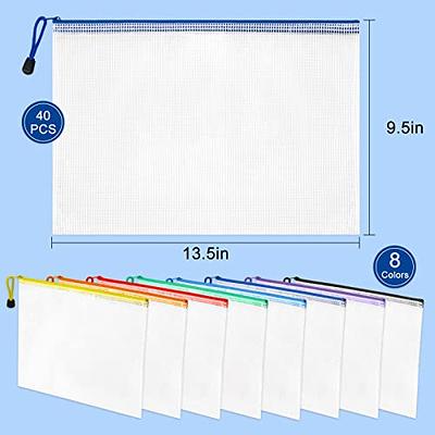 EOOUT 16pcs Mesh Zipper Pouch Document Bag Zip File Folders Letter Size/A4 Size for Office Supplies Travel Storage Bags 8 Colors