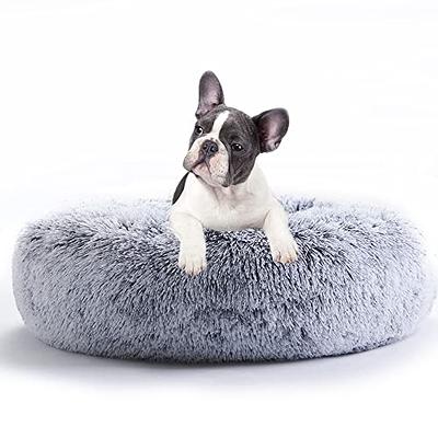 Friends Forever Donut Dog Bed Faux Fur Fluffy Calming Sofa For Medium Dogs,  Soft & Plush Anti Anxiety Pet Couch For Dogs, Machine Washable Coco Pet