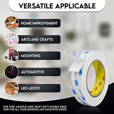 3M Double Sided Tape, 2 Rolls (20FT X 0.94IN) Removable PE Foam