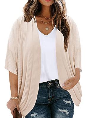 Eytino Womens Plus Size Casual Summer Half Sleeve Ruched Open Front Kimono  Cardigan Tops,2X Apricot - Yahoo Shopping