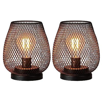 Metal Cage Candle Holder Lantern Battery Powered Table Lamp LED