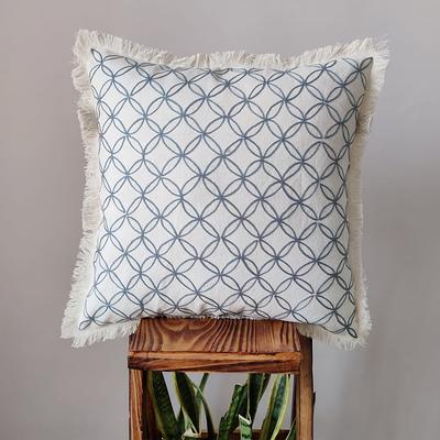 Natural Cotton Cushion Er With Blue