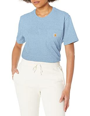 Carhartt Men's Medium Regular Powder Blue Nep Heavyweight Short Sleeve Pocket T-Shirt, Loose Fit